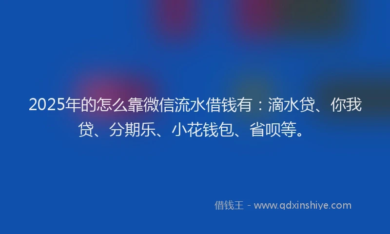 2025年的怎么靠微信流水借钱有：滴水贷、你我贷、分期乐、小花钱包、省呗等。