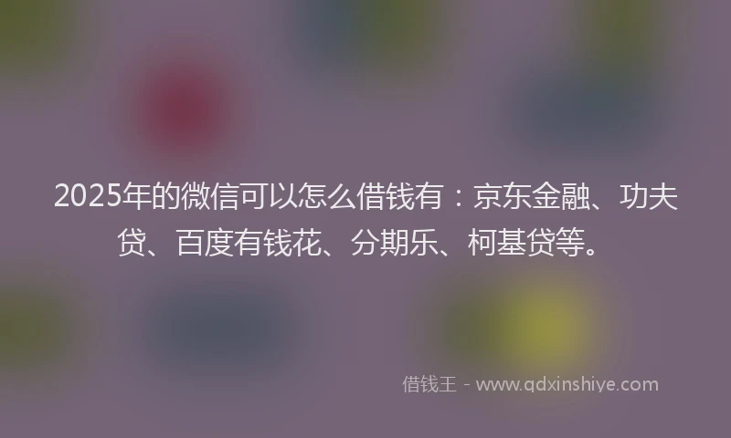 2025年的微信可以怎么借钱有：京东金融、功夫贷、百度有钱花、分期乐、柯基贷等。