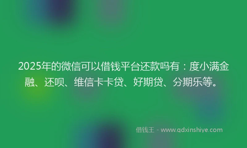 2025年的微信可以借钱平台还款吗有：度小满金融、还呗、维信卡卡贷、好期贷、分期乐等。