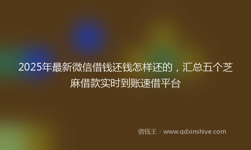 2025年最新微信借钱还钱怎样还的，汇总五个芝麻借款实时到账速借平台