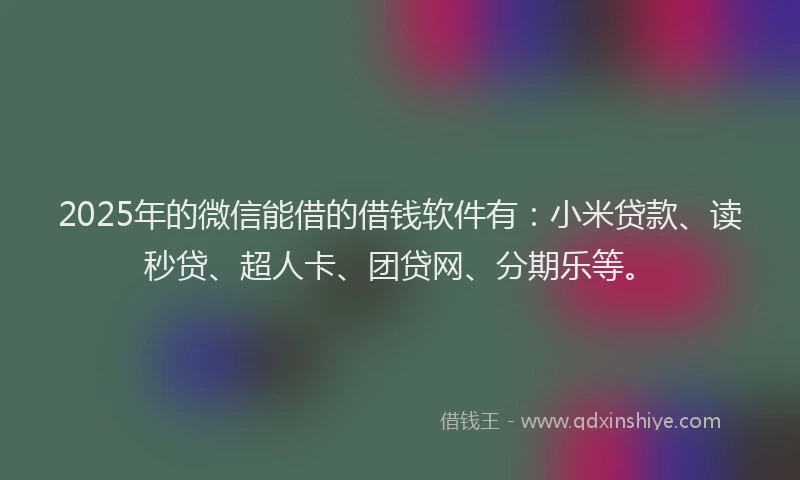 2025年的微信能借的借钱软件有：小米贷款、读秒贷、超人卡、团贷网、分期乐等。