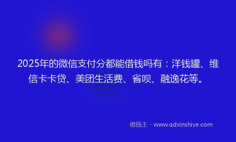 2025年的微信支付分都能借钱吗有：洋钱罐、维信卡卡贷、美团生活费、省呗、融逸花等。
