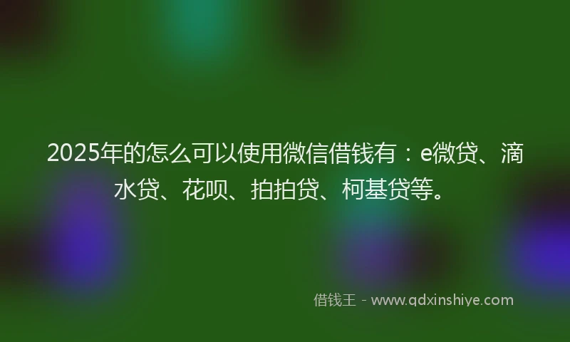 2025年的怎么可以使用微信借钱有：e微贷、滴水贷、花呗、拍拍贷、柯基贷等。