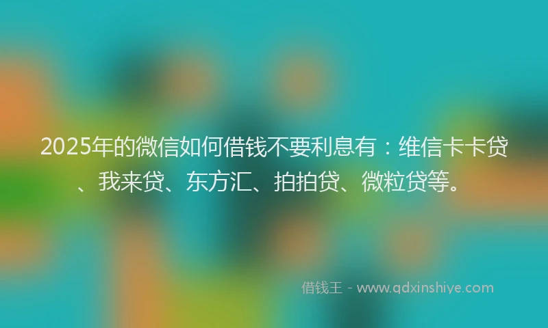 2025年的微信如何借钱不要利息有：维信卡卡贷、我来贷、东方汇、拍拍贷、微粒贷等。