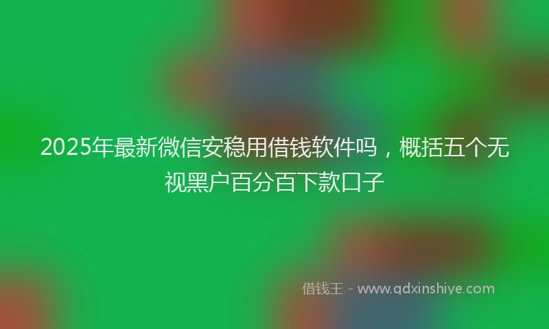 2025年最新微信安稳用借钱软件吗，概括五个无视黑户百分百下款口子