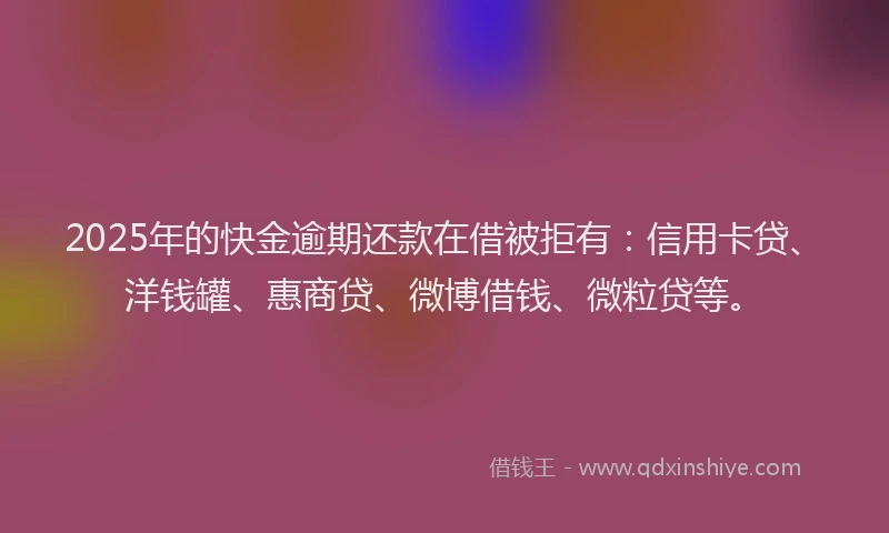 2025年的快金逾期还款在借被拒有：信用卡贷、洋钱罐、惠商贷、微博借钱、微粒贷等。