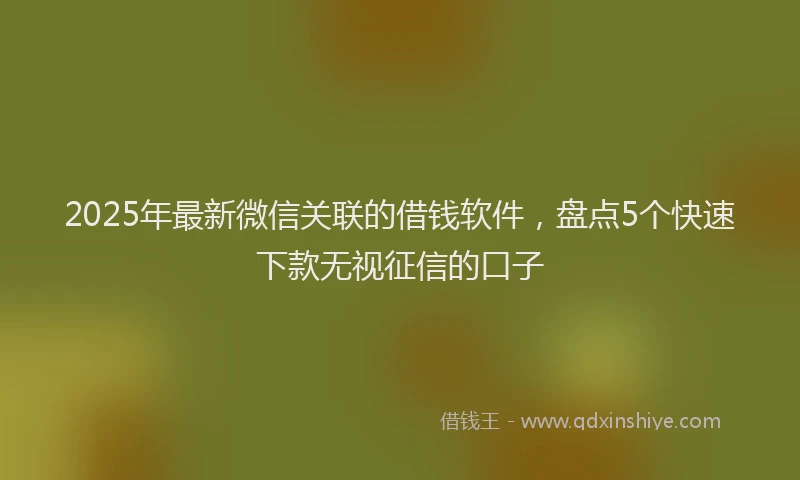 2025年最新微信关联的借钱软件，盘点5个快速下款无视征信的口子