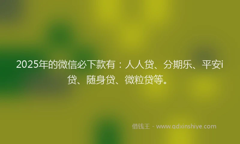 2025年的微信必下款有：人人贷、分期乐、平安i贷、随身贷、微粒贷等。