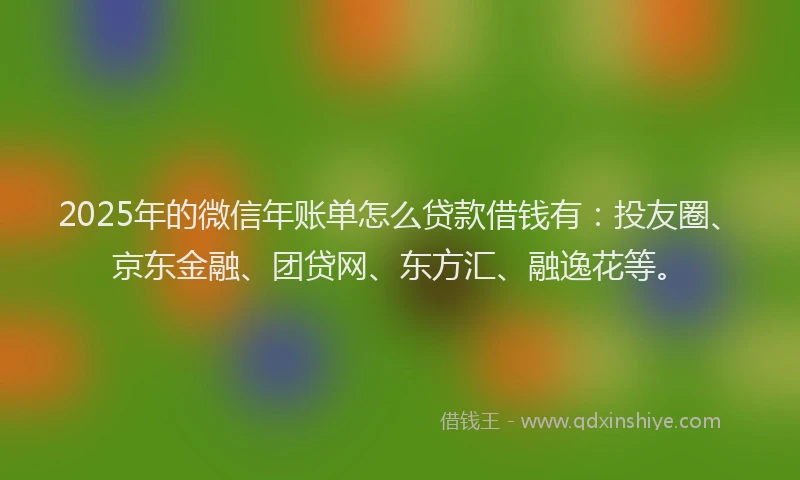 2025年的微信年账单怎么贷款借钱有：投友圈、京东金融、团贷网、东方汇、融逸花等。