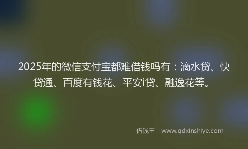2025年的微信支付宝都难借钱吗有：滴水贷、快贷通、百度有钱花、平安i贷、融逸花等。