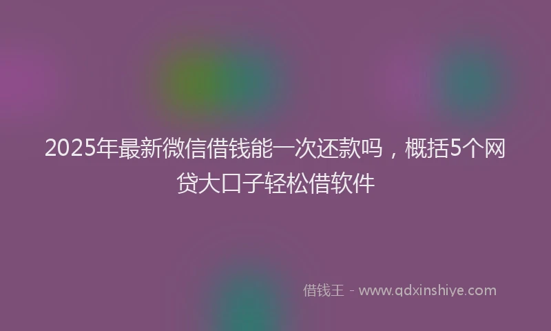 2025年最新微信借钱能一次还款吗，概括5个网贷大口子轻松借软件