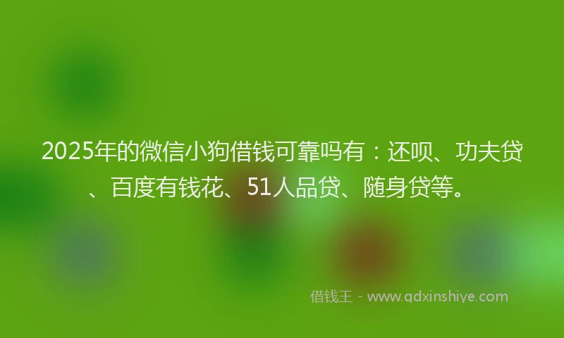 2025年的微信小狗借钱可靠吗有：还呗、功夫贷、百度有钱花、51人品贷、随身贷等。