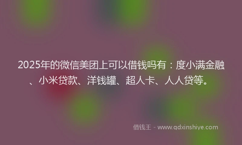 2025年的微信美团上可以借钱吗有：度小满金融、小米贷款、洋钱罐、超人卡、人人贷等。