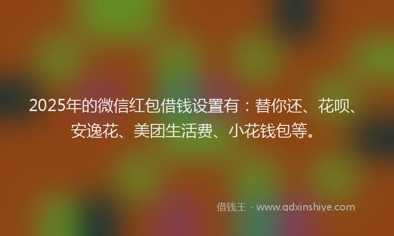 2025年的微信红包借钱设置有：替你还、花呗、安逸花、美团生活费、小花钱包等。