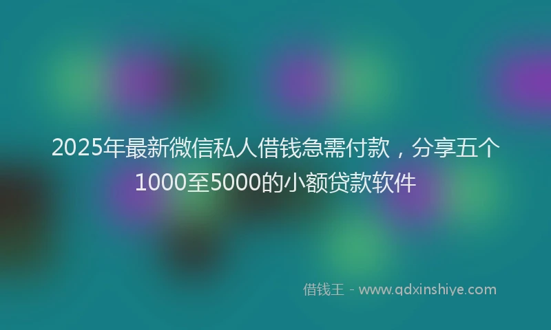 2025年最新微信私人借钱急需付款，分享五个1000至5000的小额贷款软件