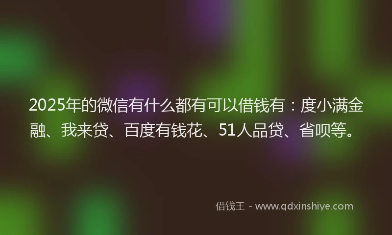 2025年的微信有什么都有可以借钱有：度小满金融、我来贷、百度有钱花、51人品贷、省呗等。