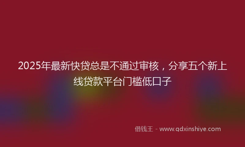 2025年最新快贷总是不通过审核，分享五个新上线贷款平台门槛低口子