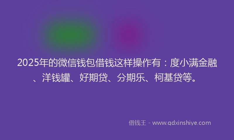 2025年的微信钱包借钱这样操作有：度小满金融、洋钱罐、好期贷、分期乐、柯基贷等。