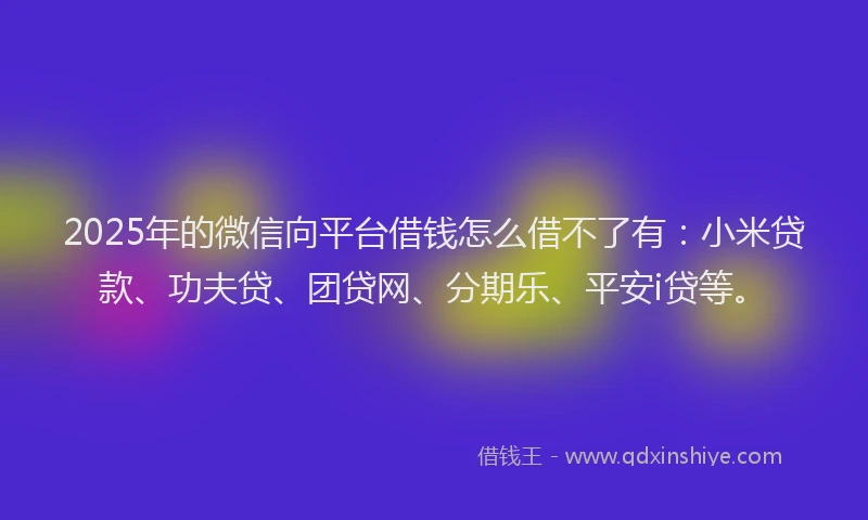 2025年的微信向平台借钱怎么借不了有：小米贷款、功夫贷、团贷网、分期乐、平安i贷等。