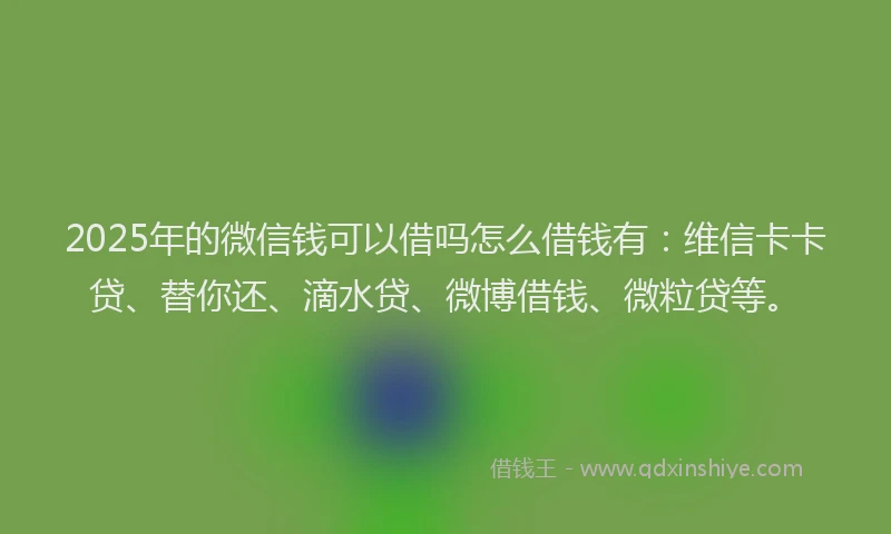 2025年的微信钱可以借吗怎么借钱有：维信卡卡贷、替你还、滴水贷、微博借钱、微粒贷等。