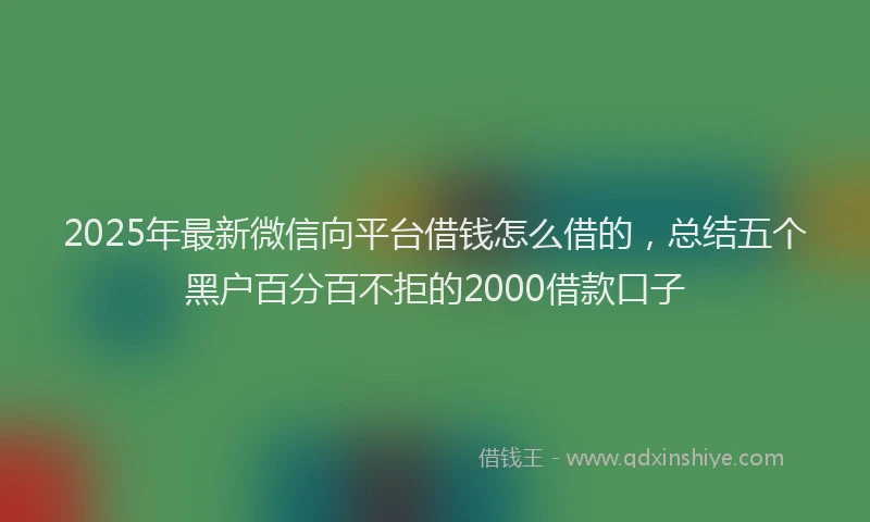 2025年最新微信向平台借钱怎么借的，总结五个黑户百分百不拒的2000借款口子