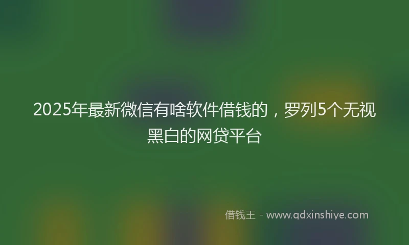 2025年最新微信有啥软件借钱的，罗列5个无视黑白的网贷平台