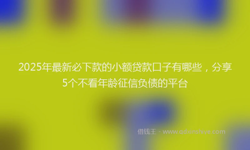 2025年最新必下款的小额贷款口子有哪些，分享5个不看年龄征信负债的平台