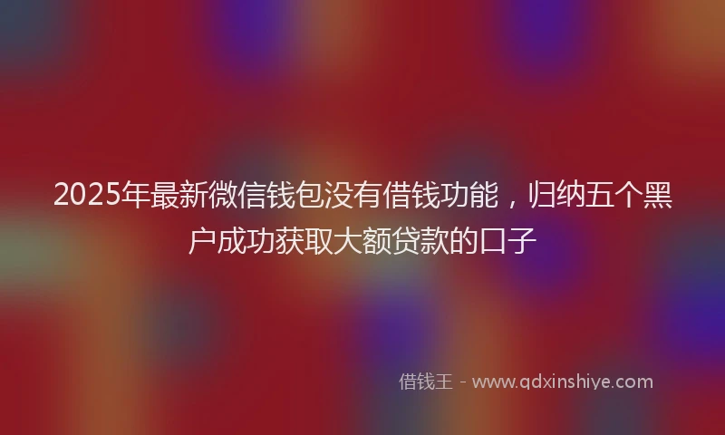 2025年最新微信钱包没有借钱功能，归纳五个黑户成功获取大额贷款的口子