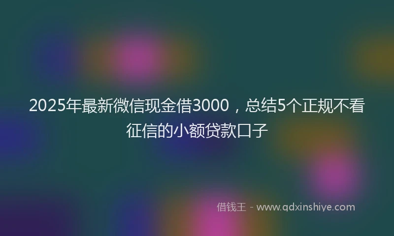 2025年最新微信现金借3000，总结5个正规不看征信的小额贷款口子
