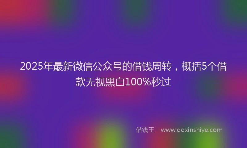 2025年最新微信公众号的借钱周转，概括5个借款无视黑白100%秒过