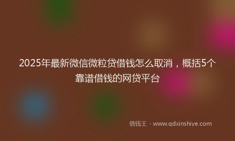 2025年最新微信微粒贷借钱怎么取消，概括5个靠谱借钱的网贷平台