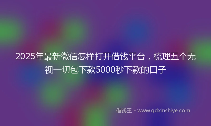 2025年最新微信怎样打开借钱平台，梳理五个无视一切包下款5000秒下款的口子