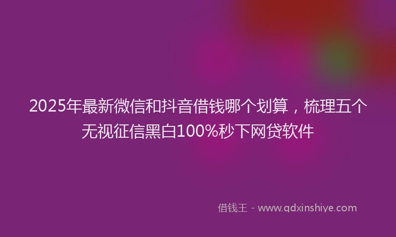 2025年最新微信和抖音借钱哪个划算，梳理五个无视征信黑白100%秒下网贷软件