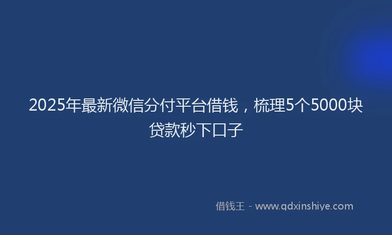2025年最新微信分付平台借钱，梳理5个5000块贷款秒下口子