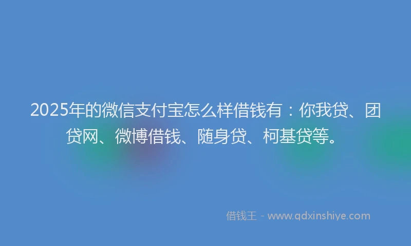 2025年的微信支付宝怎么样借钱有：你我贷、团贷网、微博借钱、随身贷、柯基贷等。