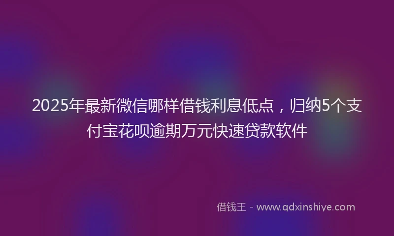 2025年最新微信哪样借钱利息低点，归纳5个支付宝花呗逾期万元快速贷款软件