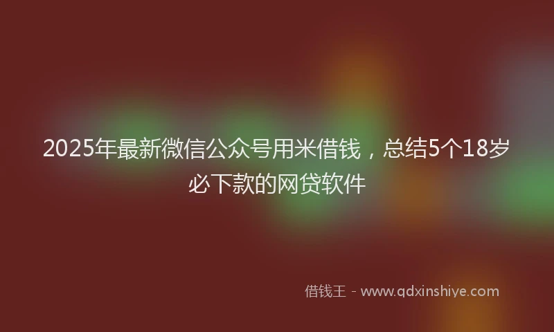 2025年最新微信公众号用米借钱，总结5个18岁必下款的网贷软件