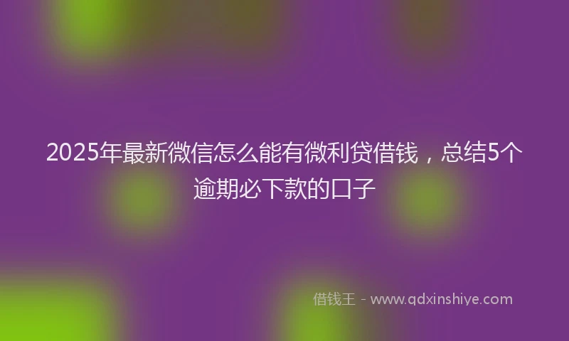 2025年最新微信怎么能有微利贷借钱，总结5个逾期必下款的口子