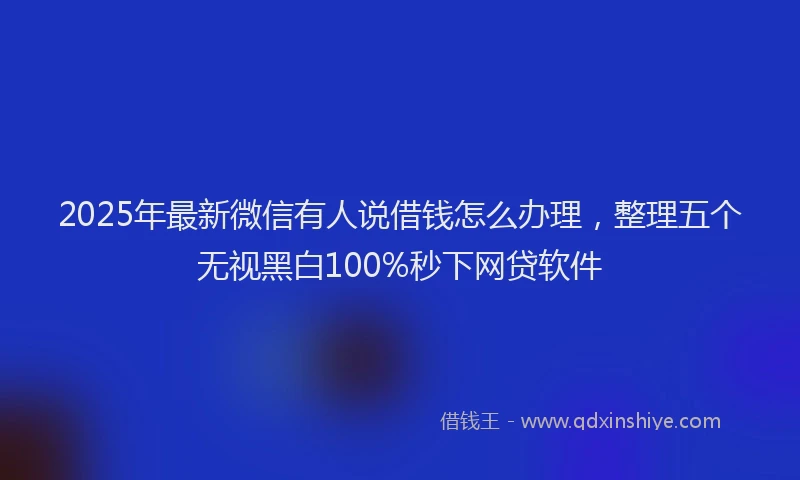 2025年最新微信有人说借钱怎么办理，整理五个无视黑白100%秒下网贷软件