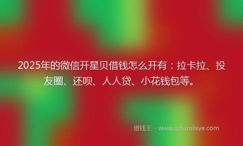 2025年的微信开星贝借钱怎么开有:拉卡拉、投友圈、还呗、人人贷、小花钱包等。