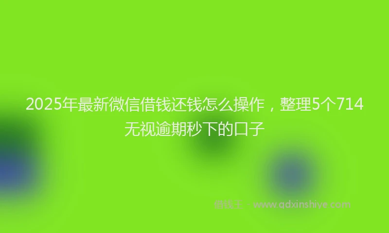 2025年最新微信借钱还钱怎么操作，整理5个714无视逾期秒下的口子