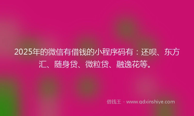 2025年的微信有借钱的小程序码有：还呗、东方汇、随身贷、微粒贷、融逸花等。