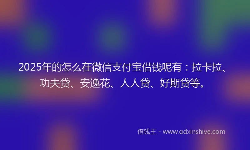 2025年的怎么在微信支付宝借钱呢有：拉卡拉、功夫贷、安逸花、人人贷、好期贷等。