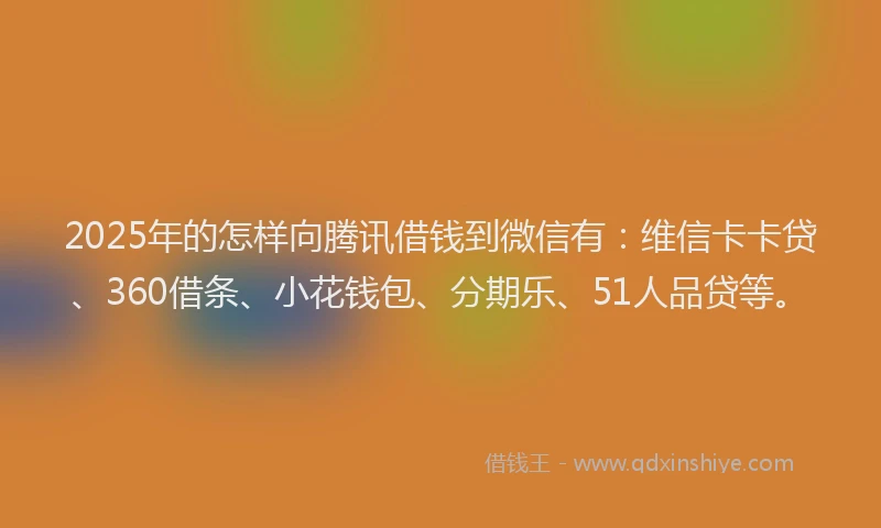2025年的怎样向腾讯借钱到微信有：维信卡卡贷、360借条、小花钱包、分期乐、51人品贷等。