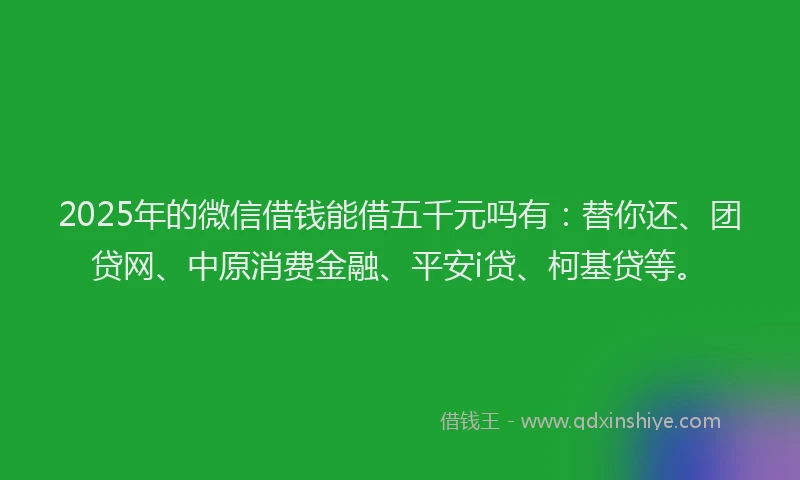 2025年的微信借钱能借五千元吗有：替你还、团贷网、中原消费金融、平安i贷、柯基贷等。