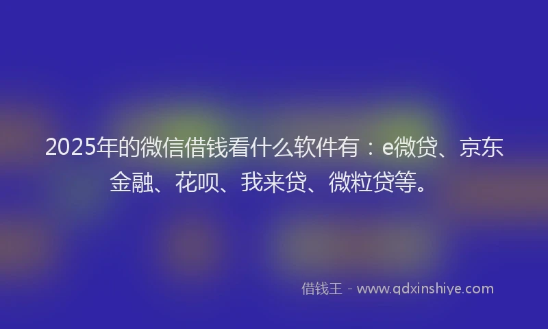 2025年的微信借钱看什么软件有：e微贷、京东金融、花呗、我来贷、微粒贷等。