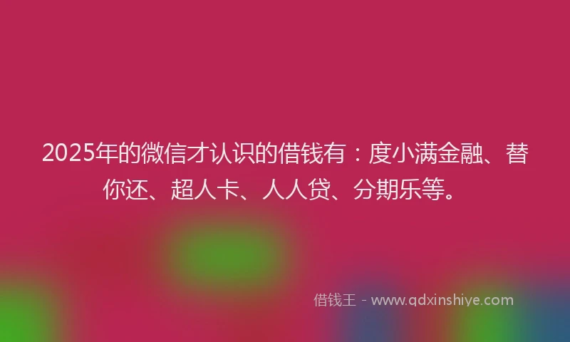 2025年的微信才认识的借钱有：度小满金融、替你还、超人卡、人人贷、分期乐等。