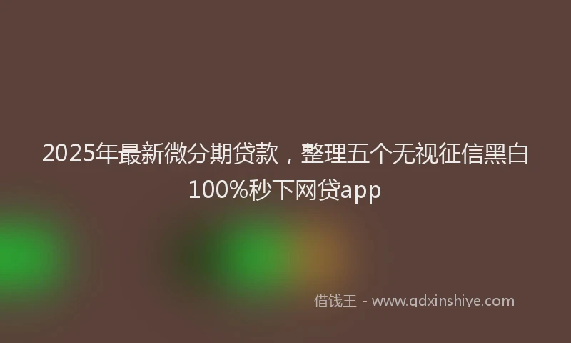 2025年最新微分期贷款，整理五个无视征信黑白100%秒下网贷app