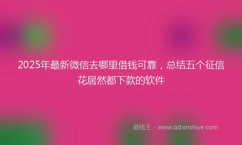2025年最新微信去哪里借钱可靠，总结五个征信花居然都下款的软件