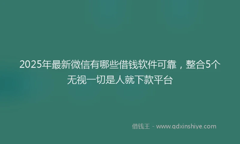 2025年最新微信有哪些借钱软件可靠，整合5个无视一切是人就下款平台